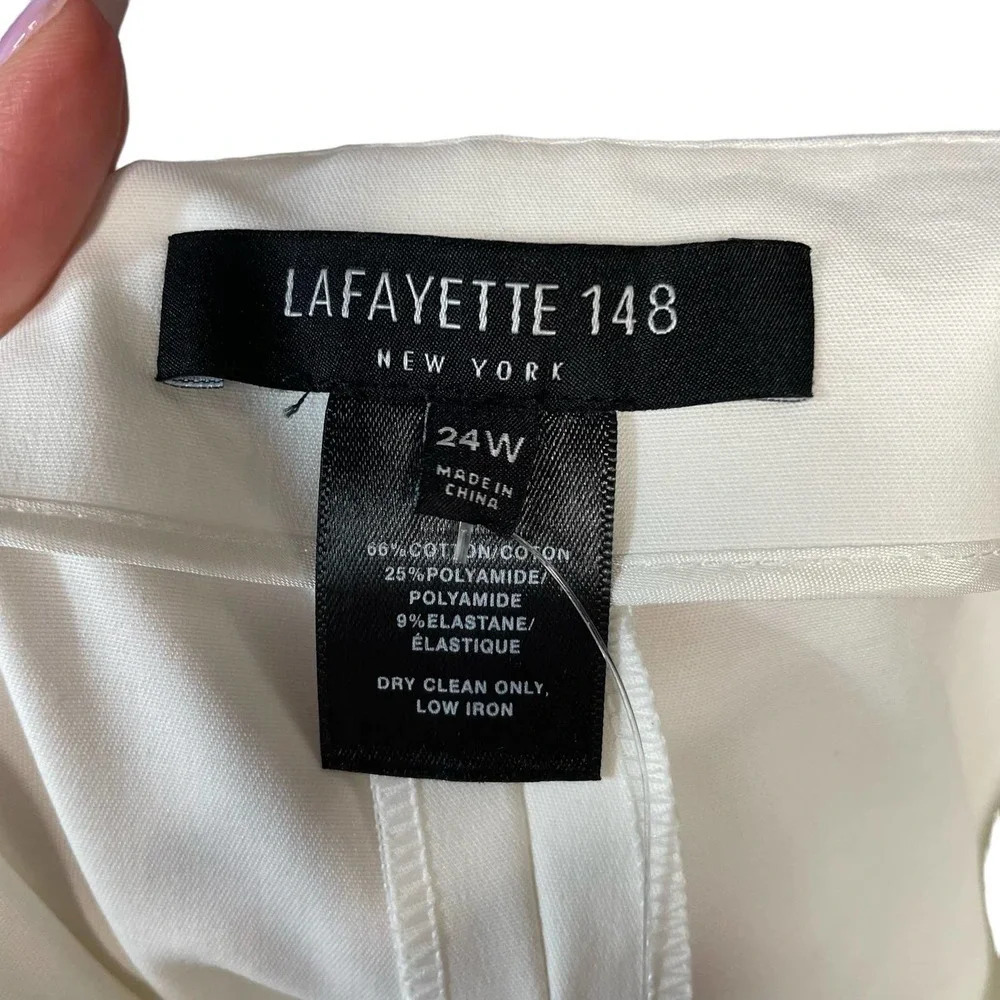 Lafayette 148 New York Manhattan Cropped Pants White Plus Size 24W - Picture 10 of 13